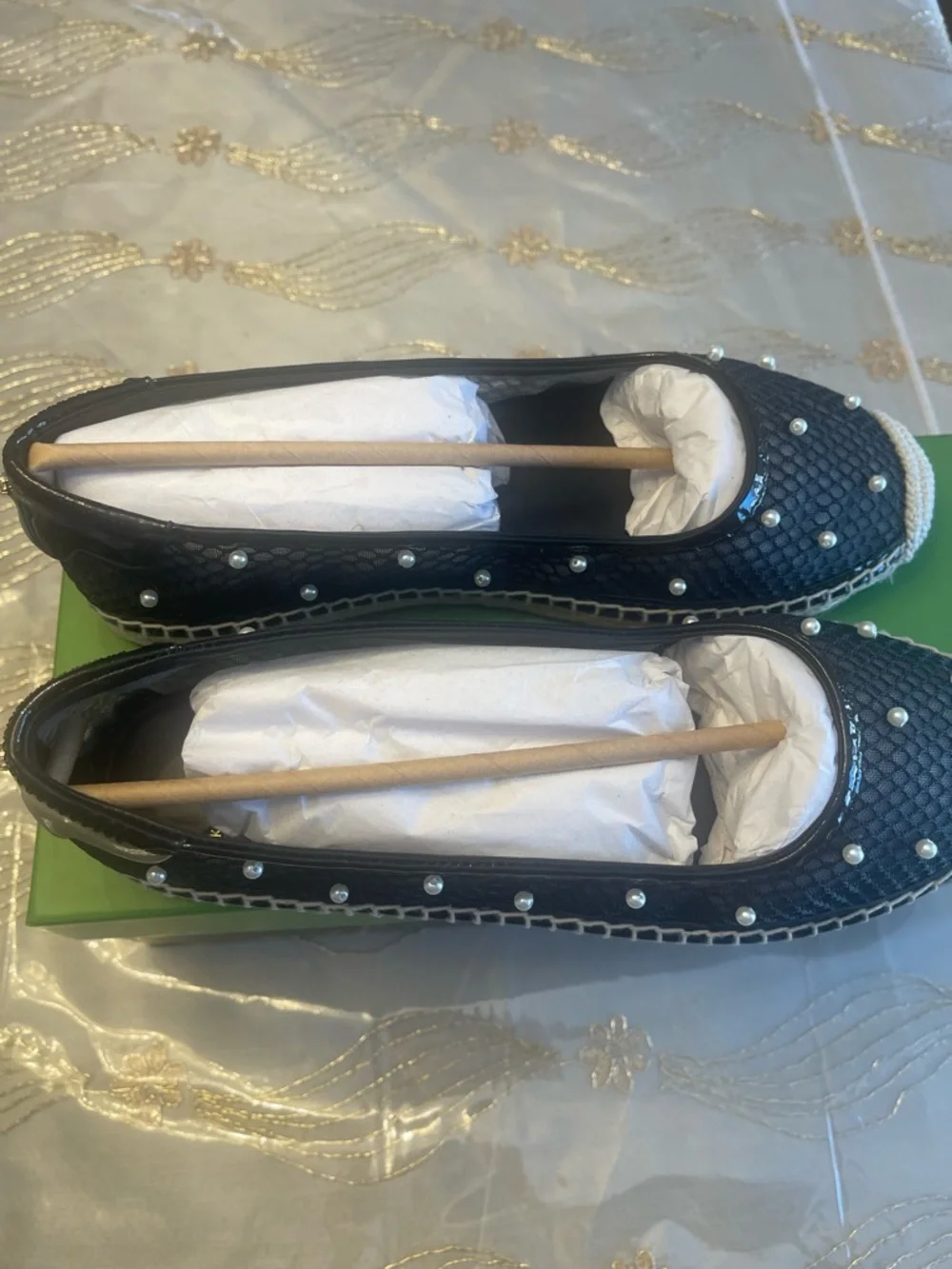 NWB Kate spade NY women’s pearl fishnet espadrille flat size 9